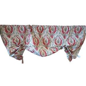 Faux Dual Tie-Up Valance Medallion Print Lined 50" x 21" Rod Pocket